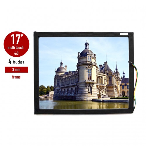IR LED  i-Touch 17 inch multi touch screen  panel display 4 touches screen in frame 3 mm